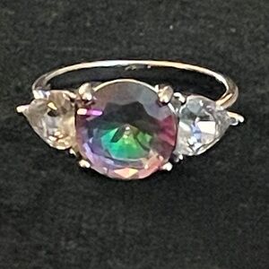 Elegant 925 Sterling Silver Ring with multi-mystic Gemstone size 8 gorgeous!
